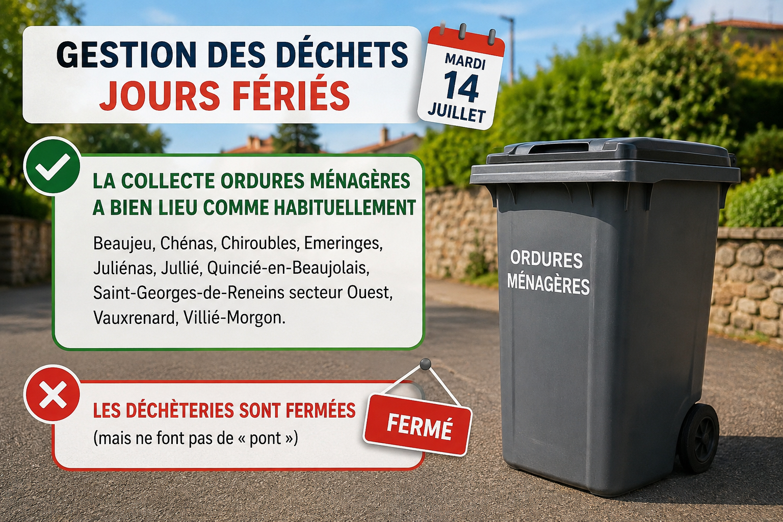 gestion des déchets lors des jours fériés